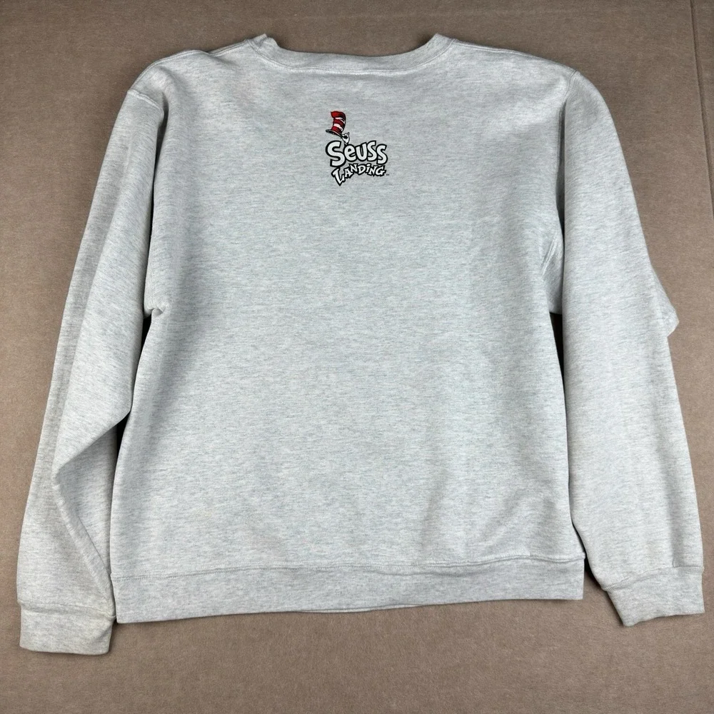 Vintage Cat in the‎ Hat Sweatshirt Unisex M Gray Universal Studios Seuss Landing